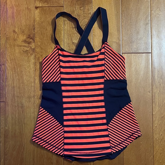 Lululemon Work It Out Tank Top Size 8 Orange Navy Athleisure Athletic Workout - Picture 4 of 11